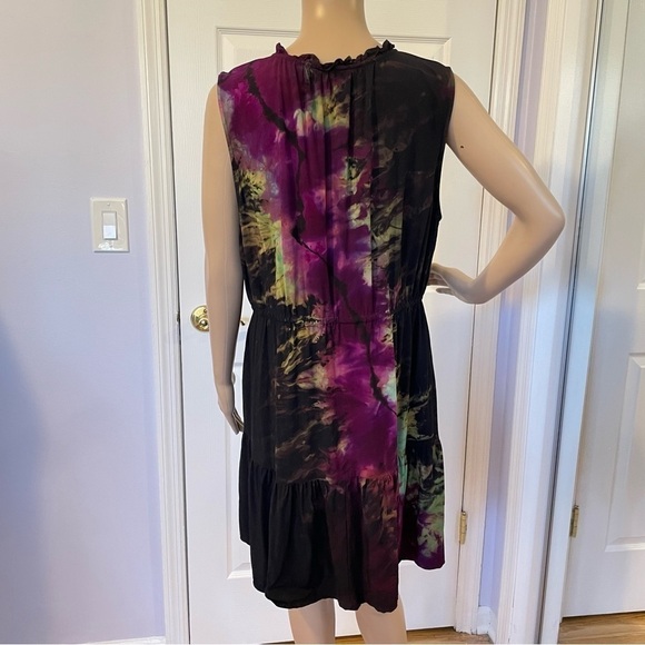 Handmade tie dye dress ruffle sleeveless lightning galaxy XXL purple - Picture 8 of 14